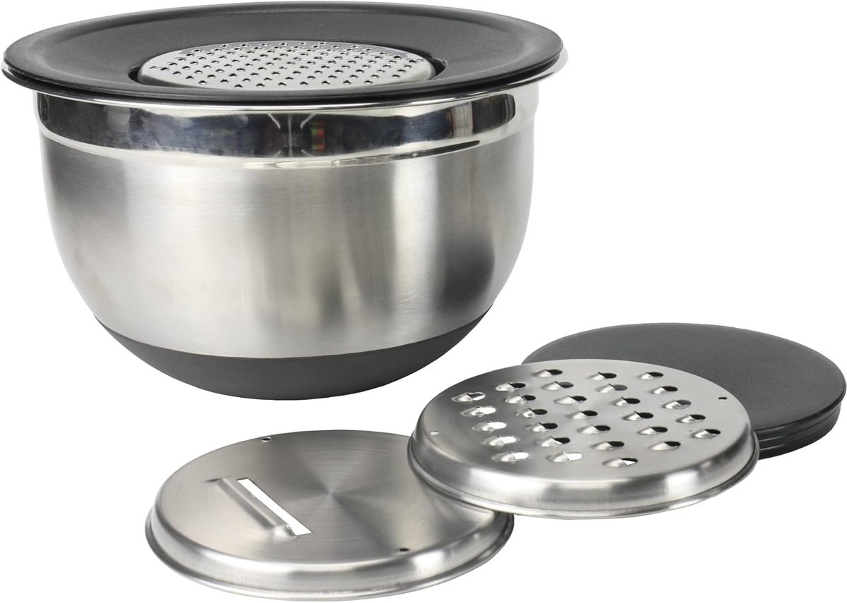 Mengkom met rasp - Keuken set - Bakken en bereiden - Vaatwasserbestendig - One Size - Roestvrij staal