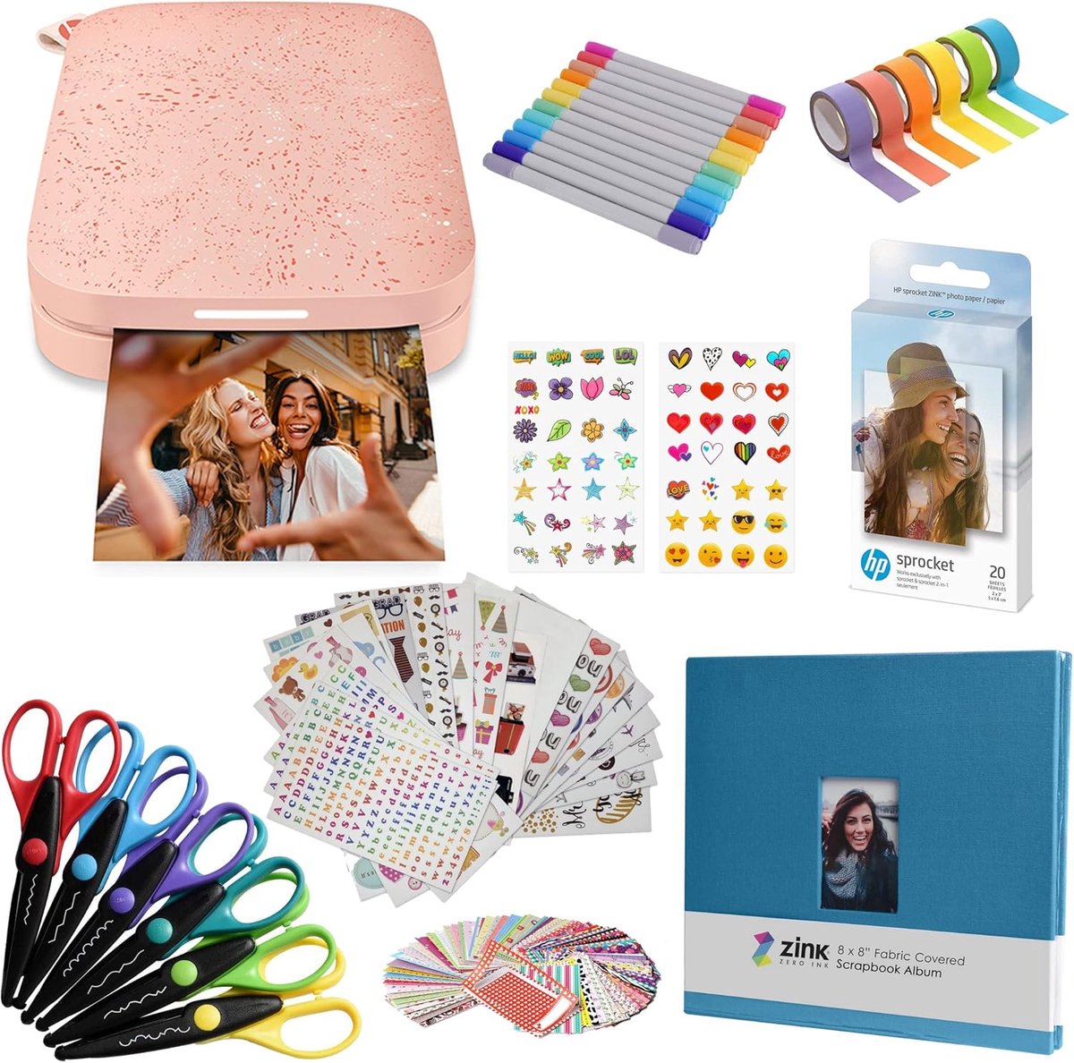 Draagbare Fotoprinter - Mini Printer - Direct Printen - Zink Technologie - 5x7.6 cm - Roze