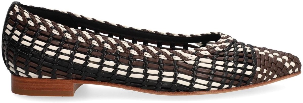 Alpe Bruine Audrey leren ballerina pumps
