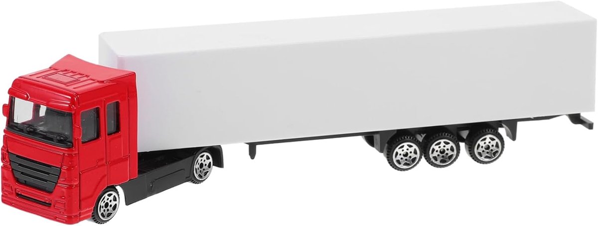 Mini Vrachtwagen Speelgoed - Container Truck - Kinderspel - Gladde Afwerking - 20cm Lengte - Rood