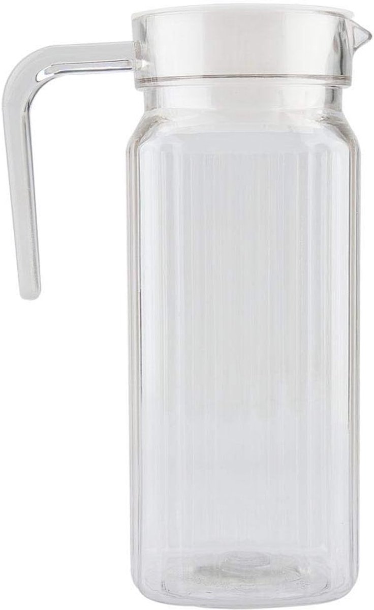 Acryl Karaf - Sap Fles - Dranken Serveren - Geribbelde Gestreept Design - 800ml - Transparant