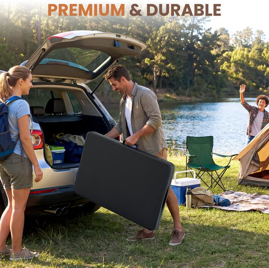 xDays Inklapbare Tafel - Zwart - Set van 2 - 180x70x73 cm - Klaptafel - Vouwtafel - Campingtafel - Opvouwbaar tot Koffer met Handvat - Weerbestendig - 6 tot 8 Personen - Partytafel - Buffettafel - Binnen & Buiten van Merkloos — afbeelding 5