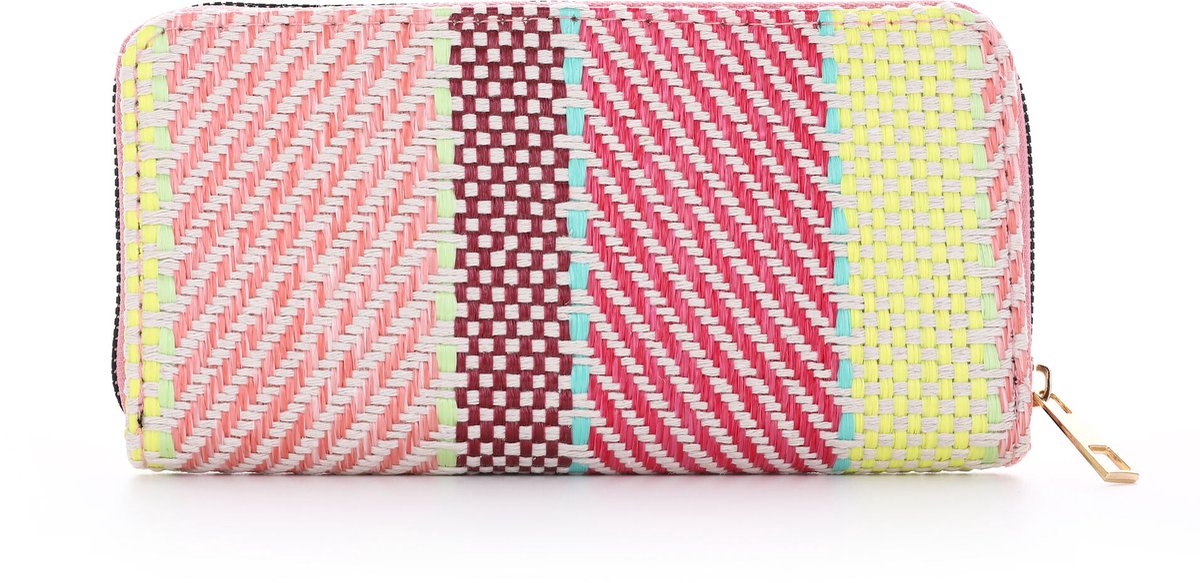 SF - Portemonnee klassiek zomer - Roze strepen - 20 x 10 x 3 cm