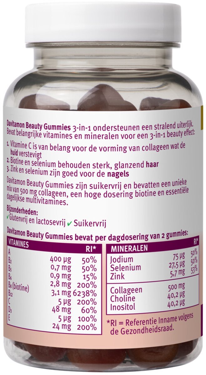 Davitamon - Beauty Gummies met Biotine en Collageen - 2 x 60 gummies - Voordeelverpakking