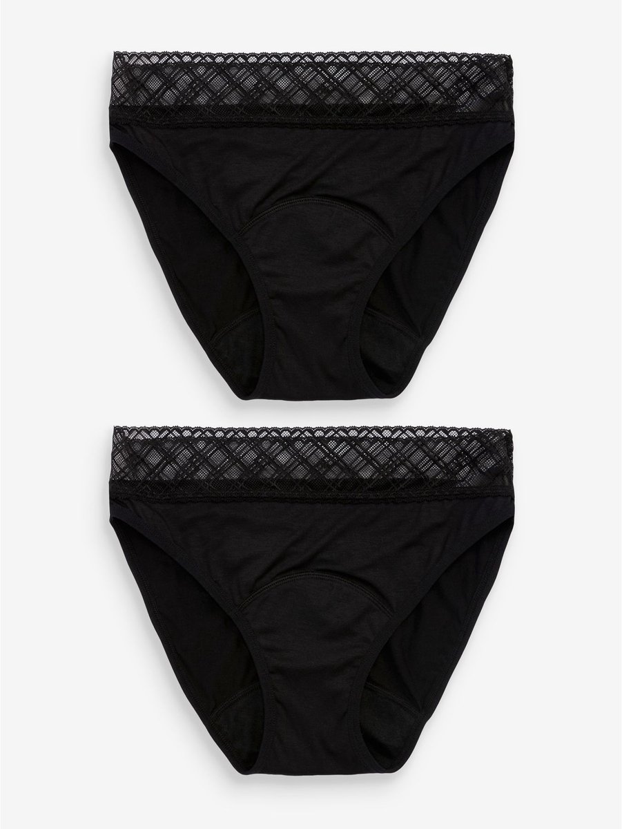 Next - Dames - Set van 2 medium Flow Period slips - Zwart
