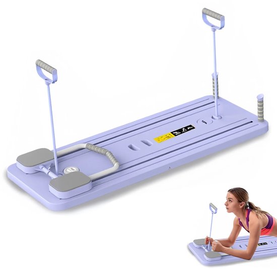 MakkelijkMooi Buikspierfitness Plank - Pilates Board - Fitness Mat - Buikspiertraniners - Opvouwbaar op te Bergen - Paars