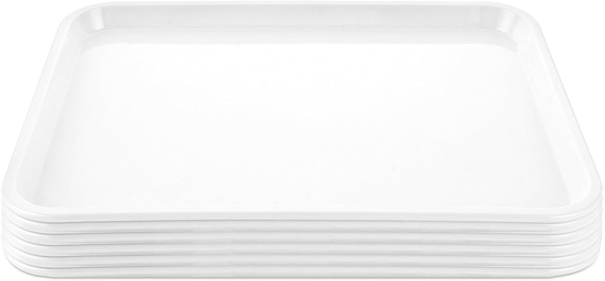 Dienbladen Wit - Serveerborden Kunststof - Feest Buffet - BPA-Vrij Stapelbaar - 33 x 25 cm - Wit