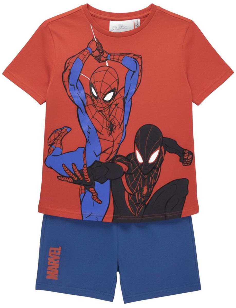 Marvel Spiderman Zomerset Jongens – T-shirt en Korte Broek Shortama – Kinder Kledingset Zomer