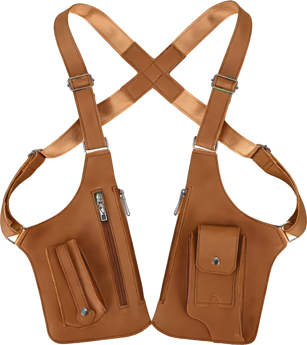 Kahil Schoudertas Heren Crossbody Anti-diefstal - Verborgen Rits - Verstelbaar - Cognac