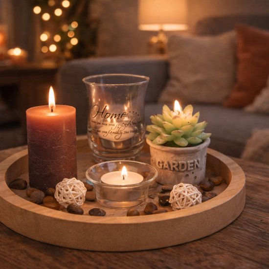 Natuurlijk houten decoratiebord – Set van 2 – Tijdloos design – Geschikt als decoratie of dienblad – Perfect voor rustieke en moderne interieurs