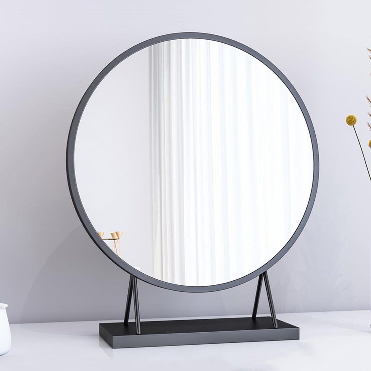 Tafelspiegel Rond - Make-up Spiegel - Dagelijks Gebruik - Met Standaard - Zwart