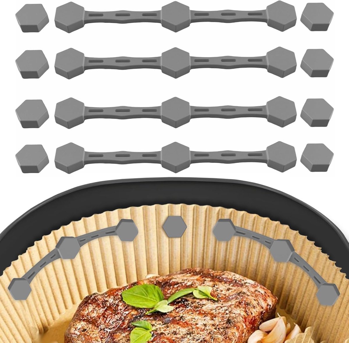 Magnetische Gespen Airfryer Accessoires Bakpapier Fixeren Herbruikbaar Siliconen 4 Stuks Grijs