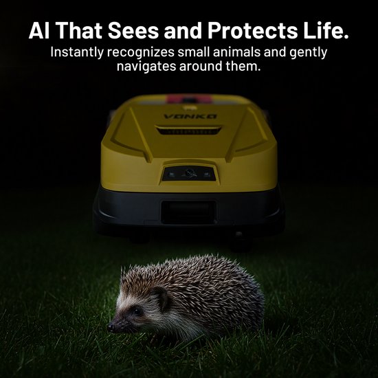 VONKO M200 Maairobot Zonder Begrenzingskabel, RTK+AI Vision, Automatische Kartering, Oppervlakte 800m², Max 1500m², 45% Hellingshoek, Slimme Obstakelvermijding, App-besturing — afbeelding 5