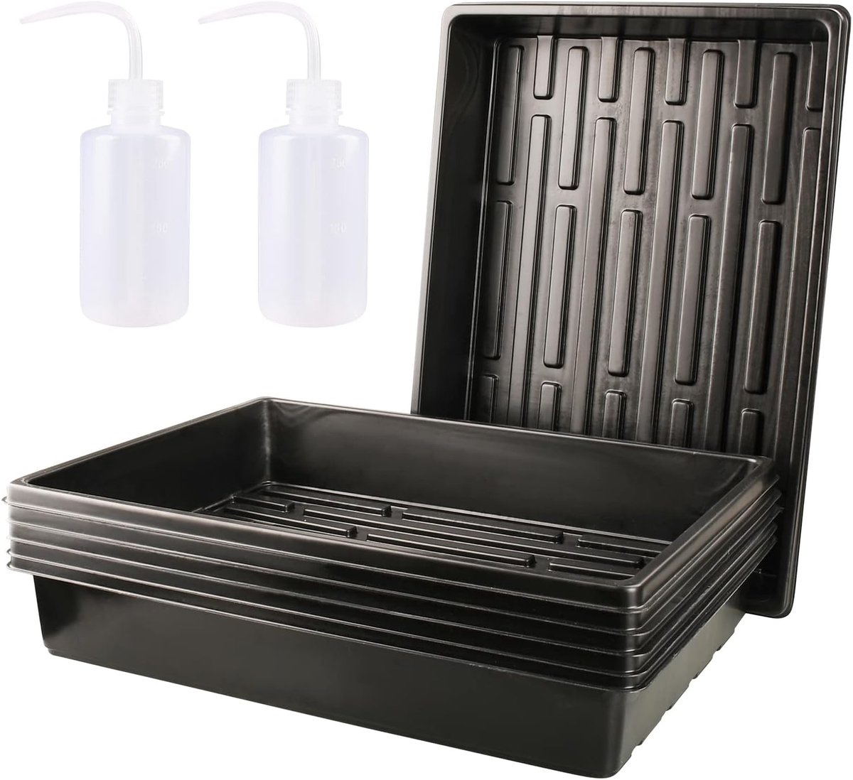 Zaadbakken 6 Stuks - Plantenbakken Kweekbakken - Zaailingen Kweken - Zonder Drainagegaten - 39x29x6.5 CM - Zwart