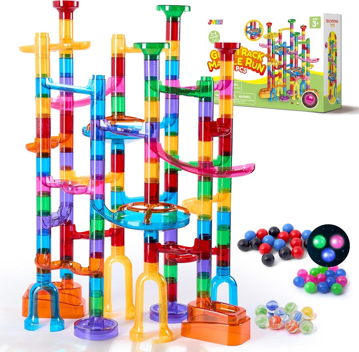 Marmeren Run Bouwset - Knikkerbaan Spel - STEM Leren - 137 Stuks Inclusief - 28x10.5x40 cm - Kleurrijk
