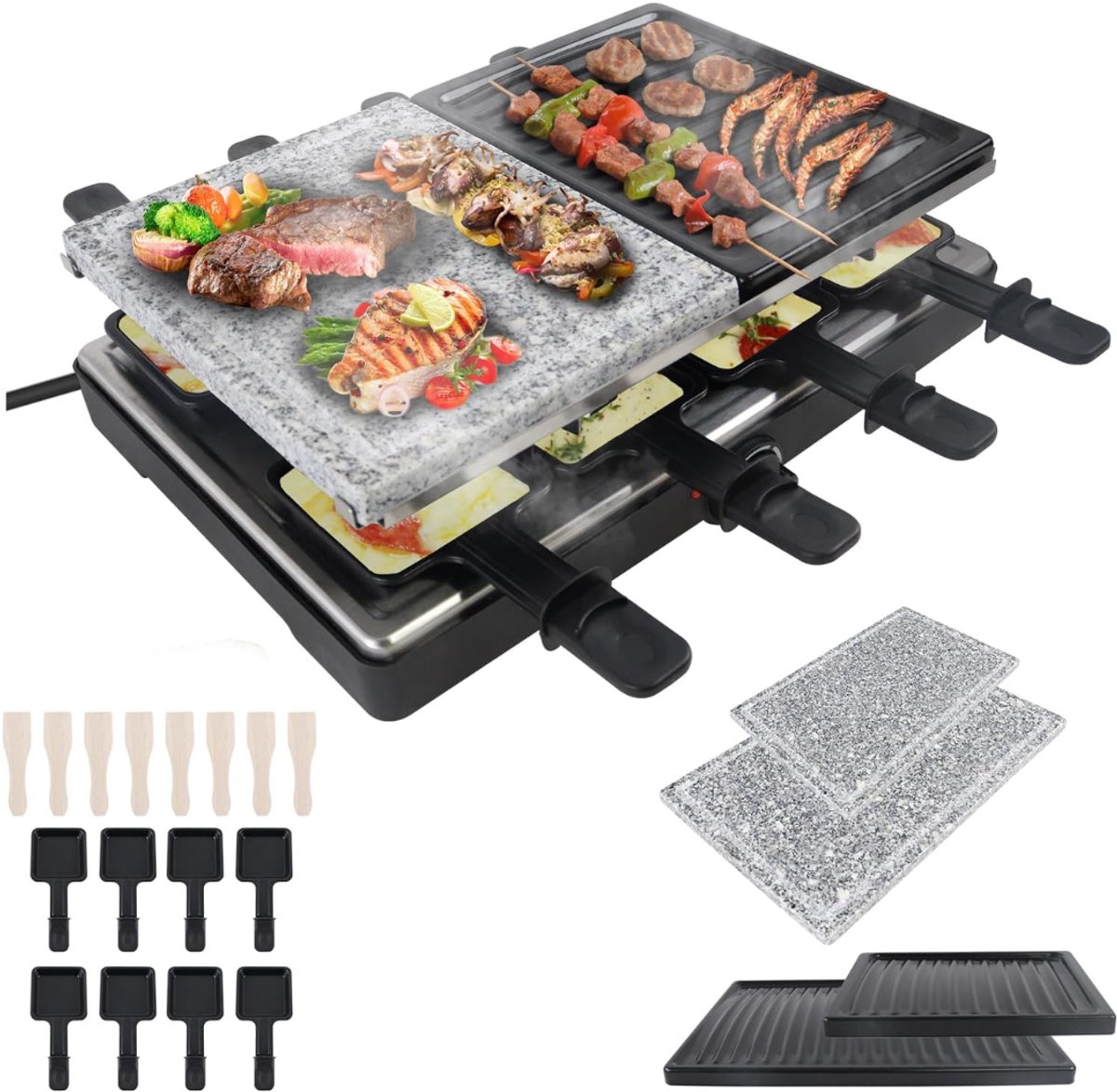 RONN® Gourmetstel 8 personen - Gourmetstellen - Gourmet - Zwart - ‎‎‎‎38cm x 27cm x 12cm; 4.95kg