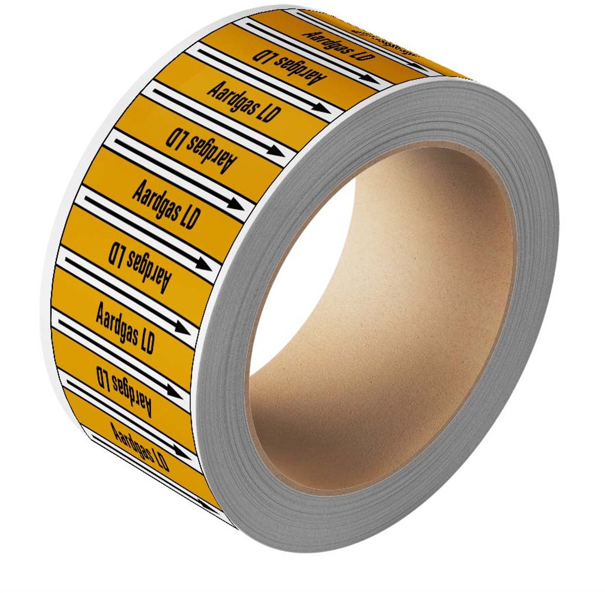 Aardgas LD leidingmarkering op rol, 25 meter 252 mm