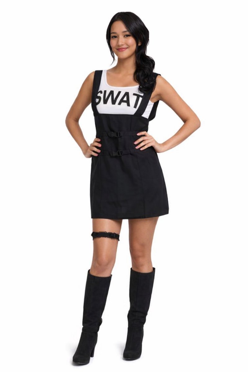 Swat Girl Volwassenen Vrouwen Zwart / Wit Maat 44