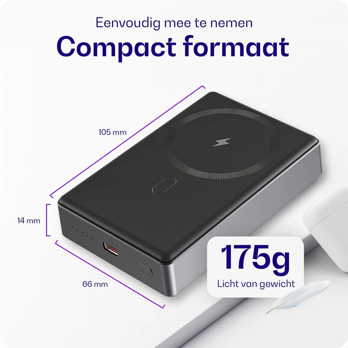 Buddi Connect Draadloze Powerbank 10.000 mAh Zwart - afbeelding 3