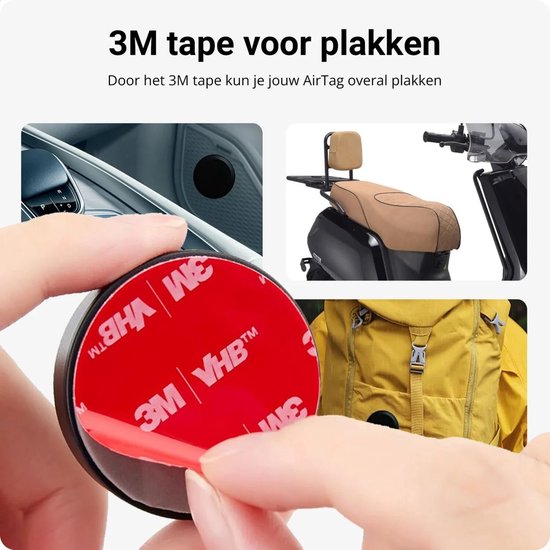 1 pack) Waterdichte AirTag Hoes met 3M Tape voor Plakken Zwart