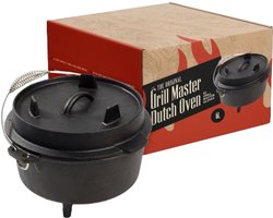 Grill Master Dutch Oven 6L - Pan Gietijzer - Dutch oven Gietijzer met deksel - Braadpan - Barbecue pan - Papa Cadeau Voor Mannen - Vaderdag