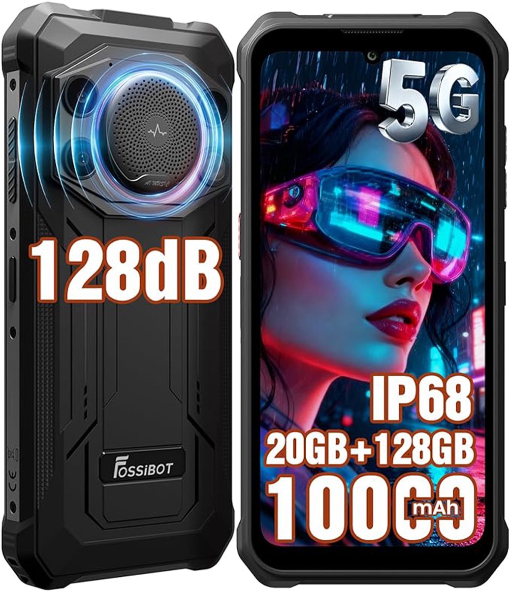 FOSSiBOT F110 Pro Robuuste Smartphone 5G - 20GB RAM - 128GB ROM - 10000 mAh - 6,745 inch HD+ IPS Scherm - IP68 IP69K Outdoor Telefoon - Android 15 - GPS,NFC,Face ID,OTG - Zwart
