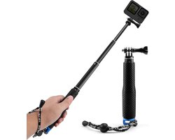 Zwarte Uitschuifbare Selfiestick voor GoPro Hero 12/11/10/9/8, Insta360/X3/One, DJI Mini 3 Pro en andere Actiecamera's - Aluminiumlegering