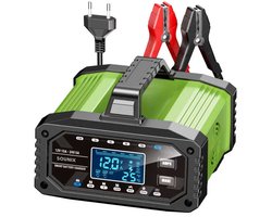Sounix Acculader - 12/24V - 5A/15A - 180W - Accu Lader voor Auto / Motor / Scooter / Boot / Camper - Zwart/Groente