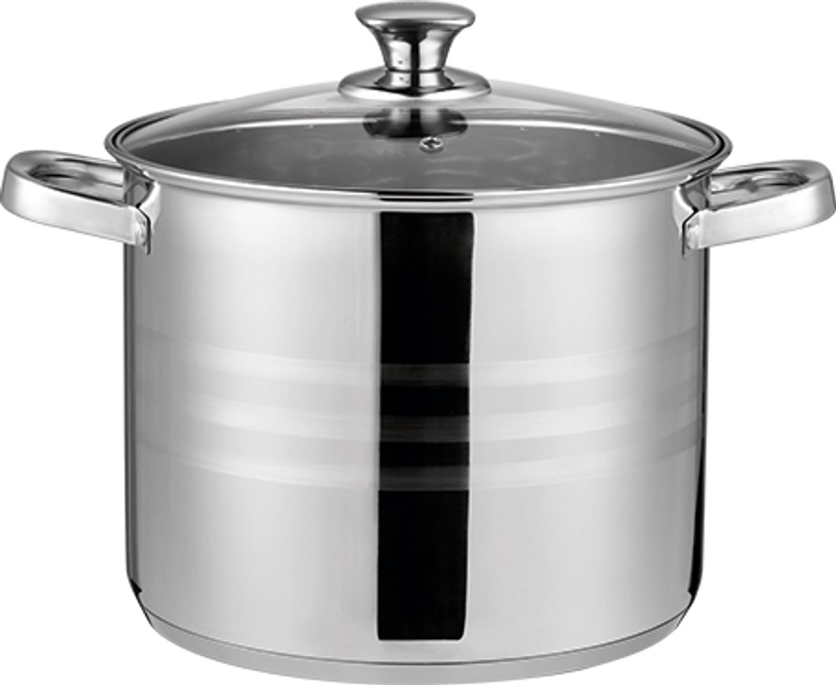 Swiss Haus® NC24SP Soeppan Met Deksel - Ø24cm / 8,5L - Kookpan - Geschikt Voor Inductie & Alle Warmtebronnen - Vaatwasser & Ovenbestendig - RVS — afbeelding 1