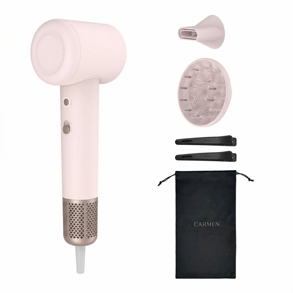 Carmen CHD1630P Föhn met Diffuser Roze - Carmen - €49,99