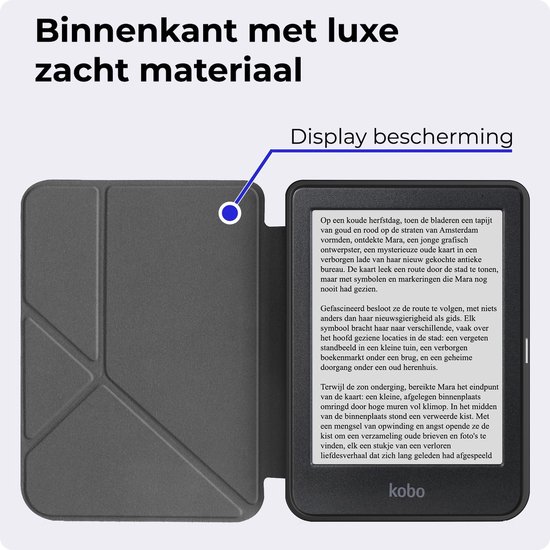 Hoes geschikt voor Kobo Clara BW - E-reader hoesje - Bookcase cover - Beschermhoes - Trifold - Tablet case - Donkerblauw - Jonyx — afbeelding 4