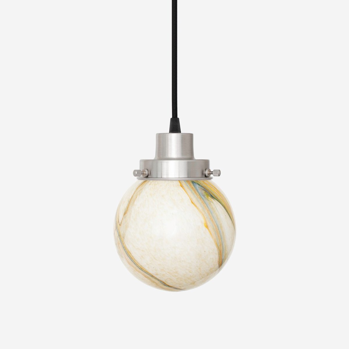 Coloured by Art Hanglamp aan snoer Marmer Bol 20's Matnikkel - Art Deco Trade
