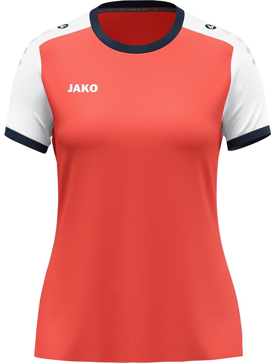 Jako Dynamic Shirt Korte Mouw Dames - Koraal / Wit / Marine | Maat: XL