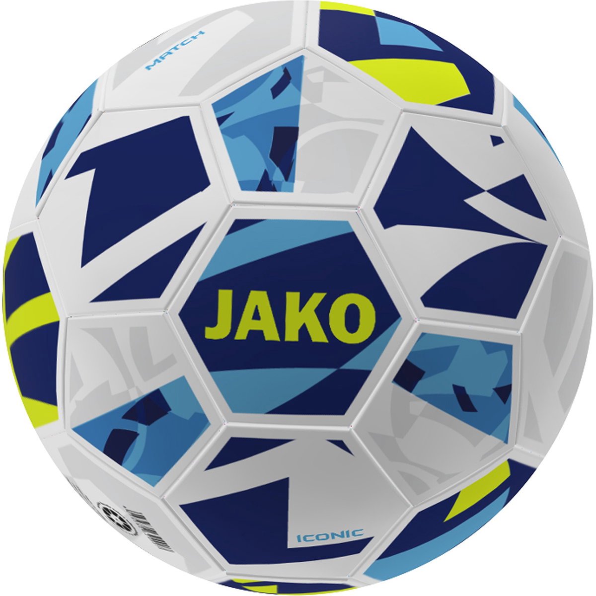Jako Iconic (Size 5) Wedstrijdbal - Wit / Navy / Fluogeel | Maat: 5