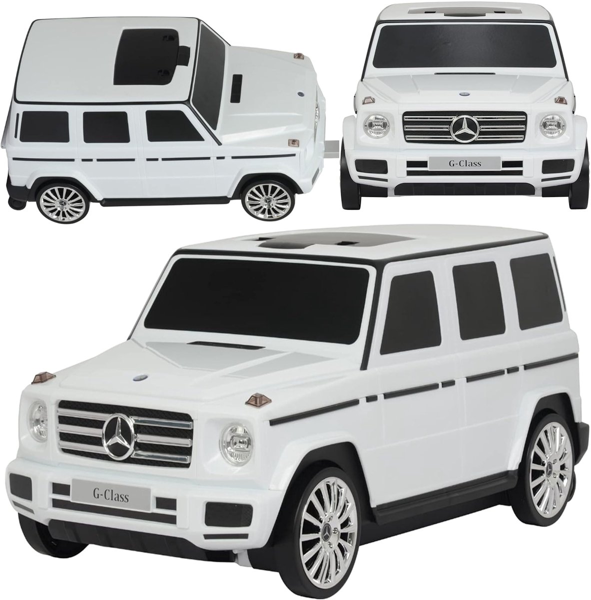 COIL Kinderkoffer Ride-On - Mercedes-Benz G-Class– 2-in-1 koffer en loopauto - handbagage - Inhoud: 12 liter - Belasting: 23 kg - Wit