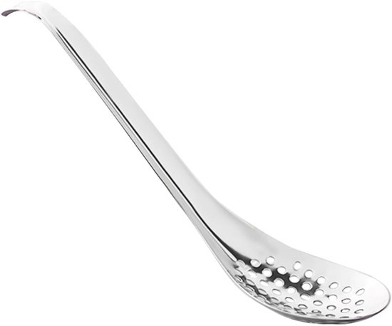 Kaviaar Lepel Set - Keuken Lepels - Eten Bereiden - Met Fijne Zeef - 17cm Lengte - Zilverkleurig — afbeelding 4
