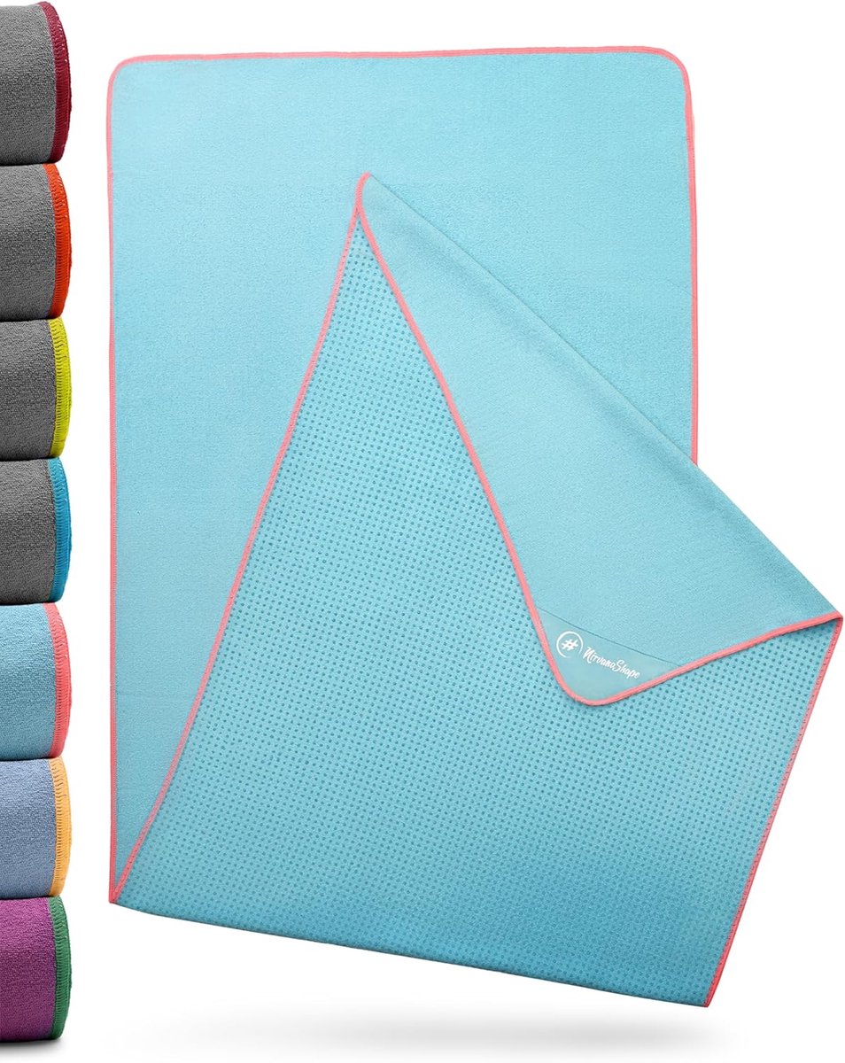 Yoga Handdoek - Yogamat Handdoek - Hygiënisch Sporten - Anti-slip Noppen - 185 x 63 cm - Turquoise