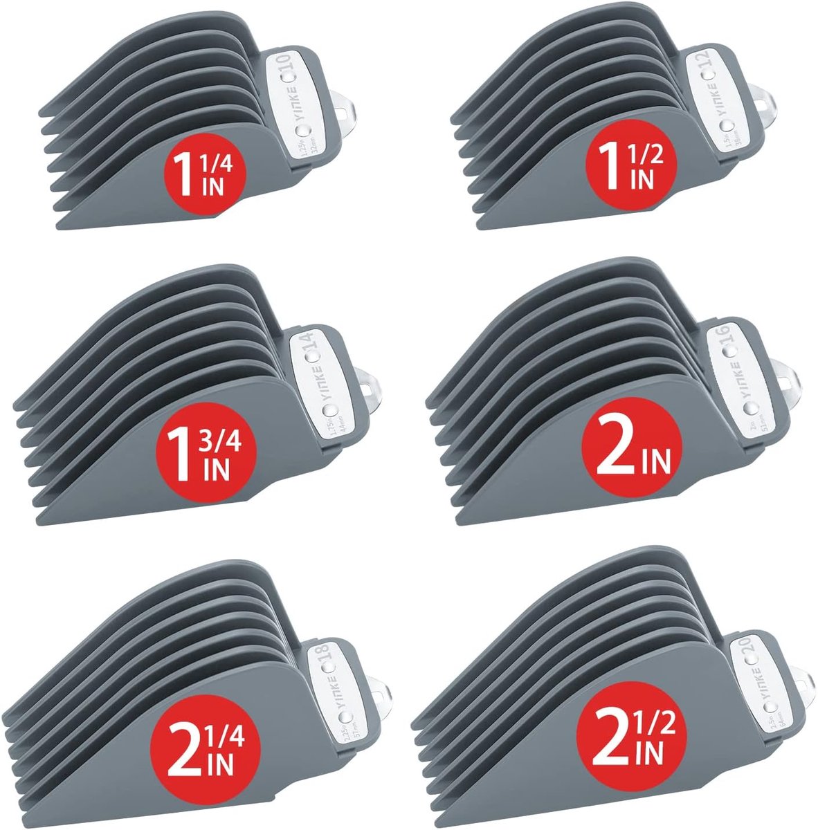 Trimmer Opzetkammen - Tondeuse Baardkam - Haar Lengte Instellen - Zes Snijlengtes - 32-64 mm - Grijs