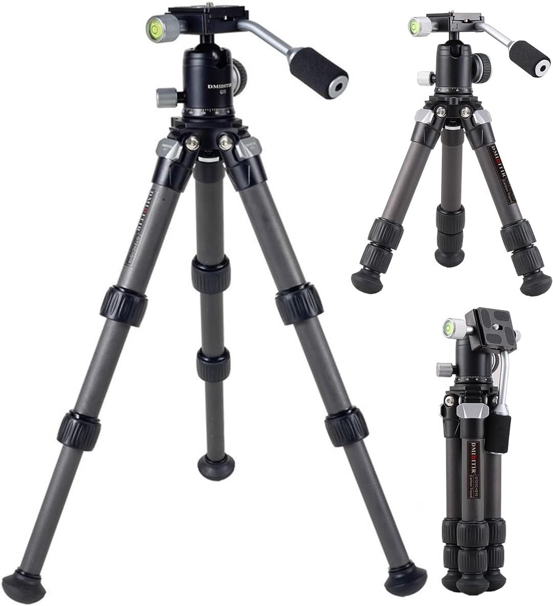 Koolstofvezel Statief - Mini Statief Tafel - Camera Stabilisatie - 360 Graden Kogelkop - Tot 43.5cm - Zwart