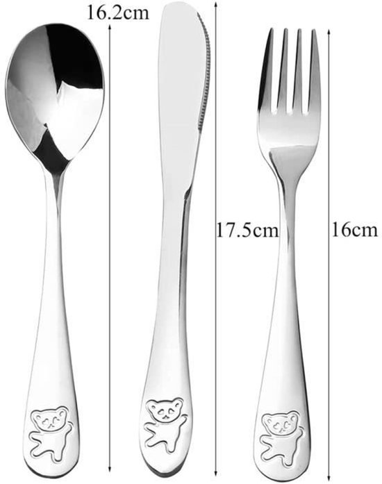 Kinderbestekset - Zilver - 6-delig - Roestvrij staal - 2 lepels - 2 vorken - 2 messen — afbeelding 2