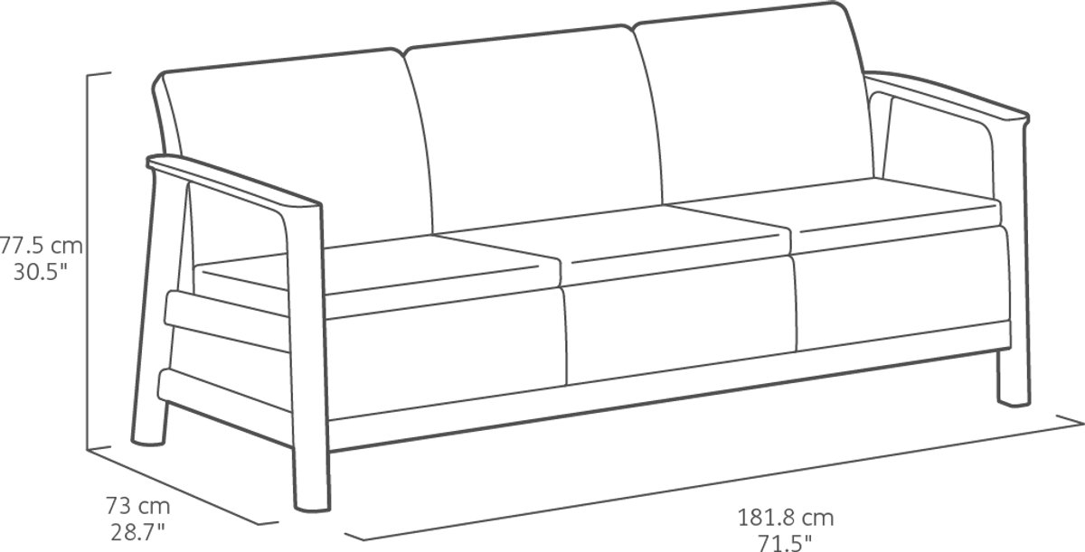 Keter Scandi Linea 3-zits Loungebank - Lichtgrijs thumbnail 3