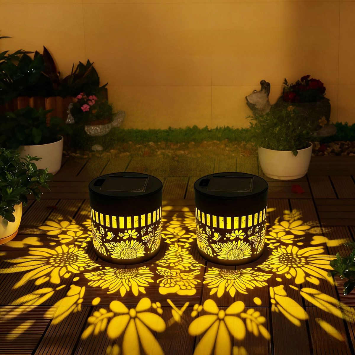 solar tuinverlichting-Set van 2 solar omheining lampen – Waterdicht – Voor tuin, terras & buiten decoratie-Belle's product