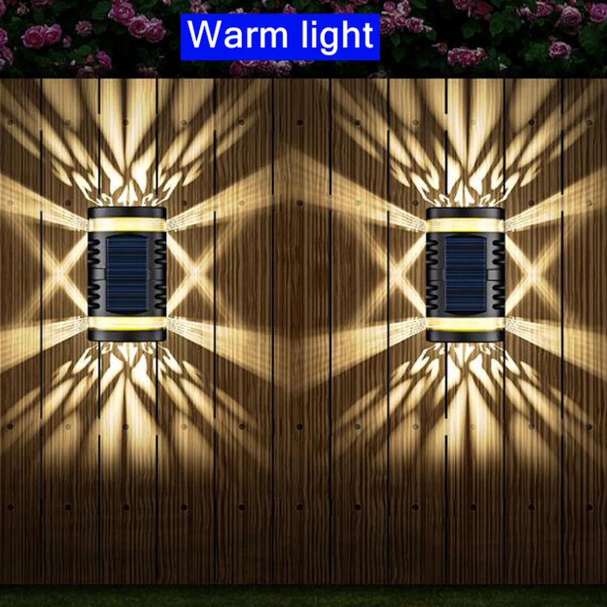 solar tuinverlichting-Set van 2 grote solar LED wandlampen – Waterdicht voor tuin, balkon & buiten-warm licht-Belle's product