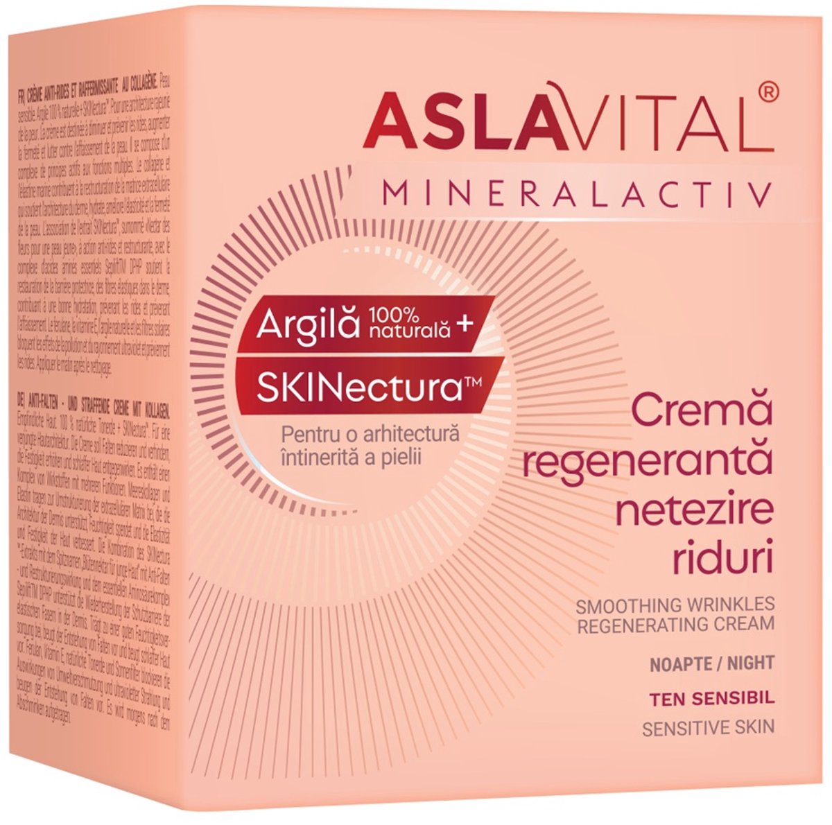 Aslavital Regenererende nachtcrème met natuurlijke klei en SKINectura™ vitamin A ren E - Calendula-olie - gevoelige huid - diepe hydratatie en huidregeneratie met hyaluronzuur - Corrigeert oneffenheden en vermindert rimpels.