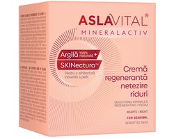 Aslavital Regenererende nachtcrème met natuurlijke klei en SKINectura™ vitamin A en E - Calendula-olie - gevoelige huid - diepe hydratatie en huidregeneratie met hyaluronzuur - 50ml