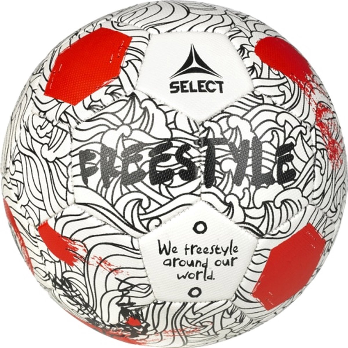 Select V24 Voetbal Freestyle - Wit / Rood | Maat: 4,5