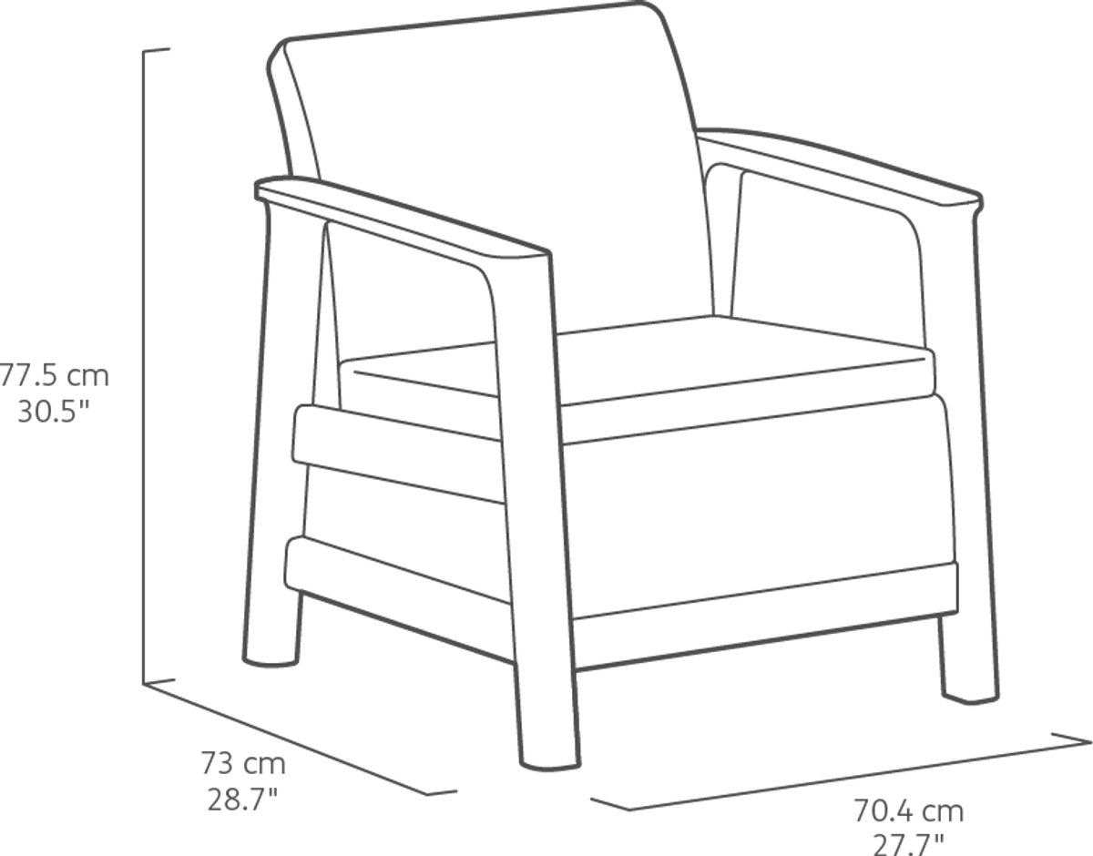 Keter Scandi Linea Loungestoel - 2 stuks - Lichtgrijs thumbnail 4