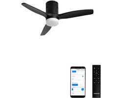 CREATE - Plafondventilator 40W silent (Ø112cm) 100% hout - Met licht LED - Met WiFi + Afstandsbediening - WIND CALM NATURAL WOOD