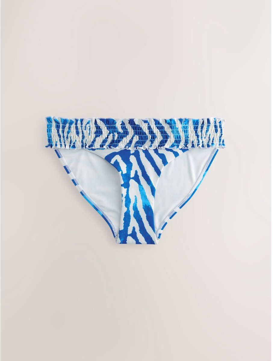 Next Dames - Gerimpelde bikinislip met hoge taille - Dierenprint White/Blue Zebra