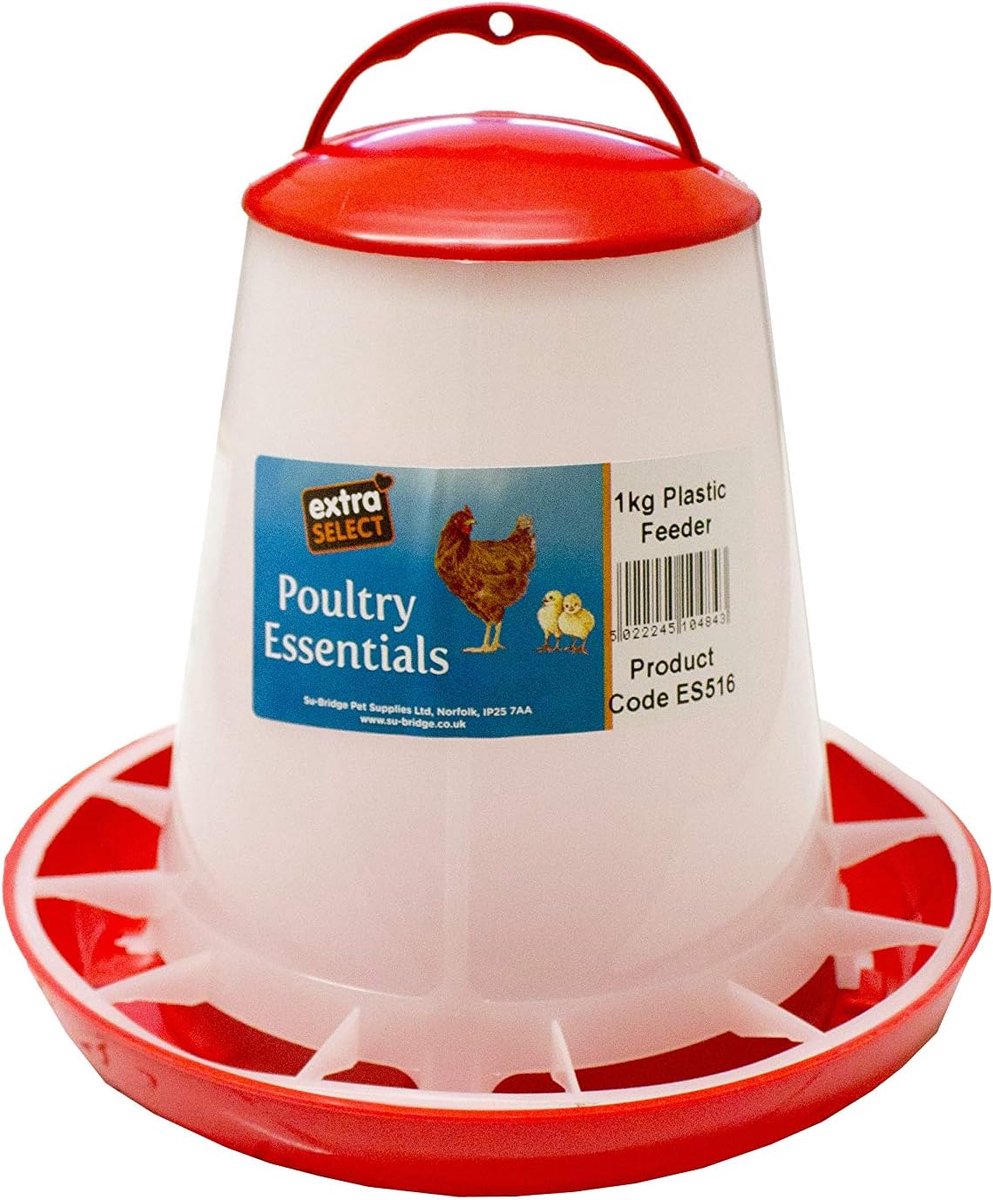 Voederdispenser Gevogelte - Voerbak Kunststof - Pluimvee Voeren - Eenvoudig Vullen - 3 x 1 kg